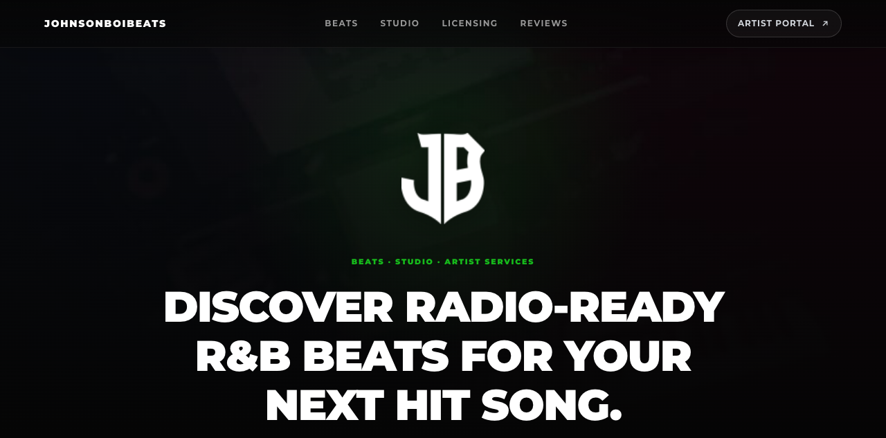 Johnsonboibeats website homepage